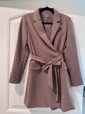 Anthropologie Taupe Tie-Waist Dress